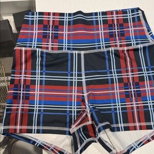 Fleo Plaid Women's Shorts - Red and Blue